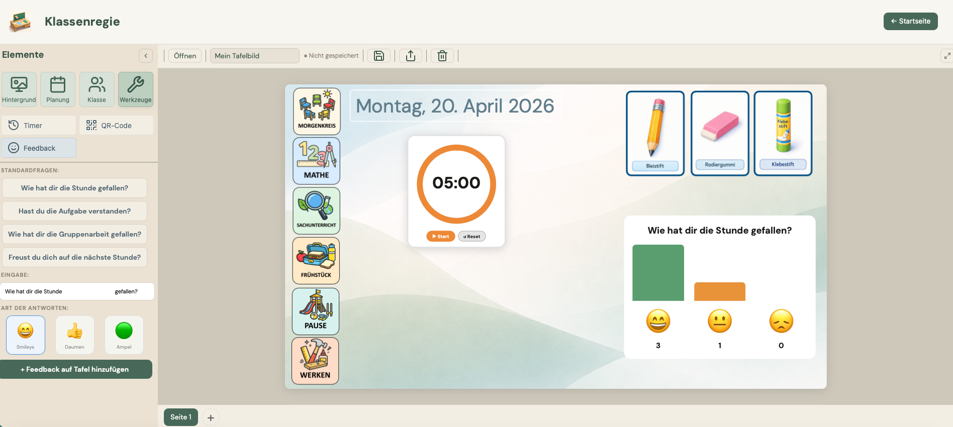 Klassenregie Web-App im Browser